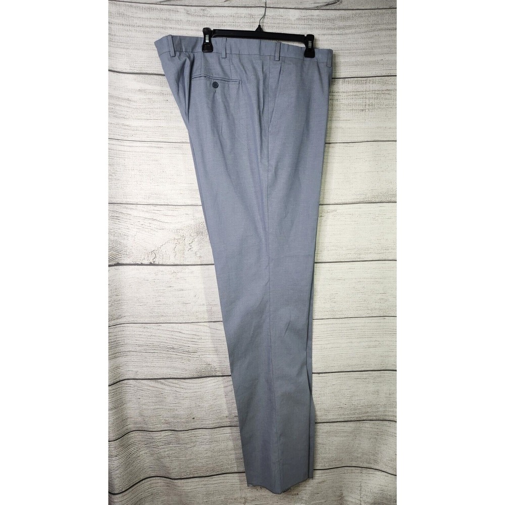SANTORELLI Men's Roma Dress Pants 48 x 38 Unhemmed Flat Front Straight Leg Blue - Picture 2 of 8